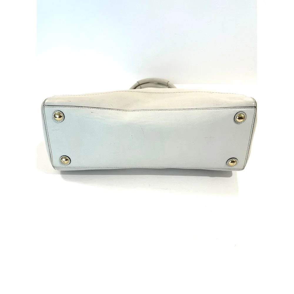 Coach Hamptons Y2K White Leather Purse Turnlock Tote Shoulder Classic Handbag
